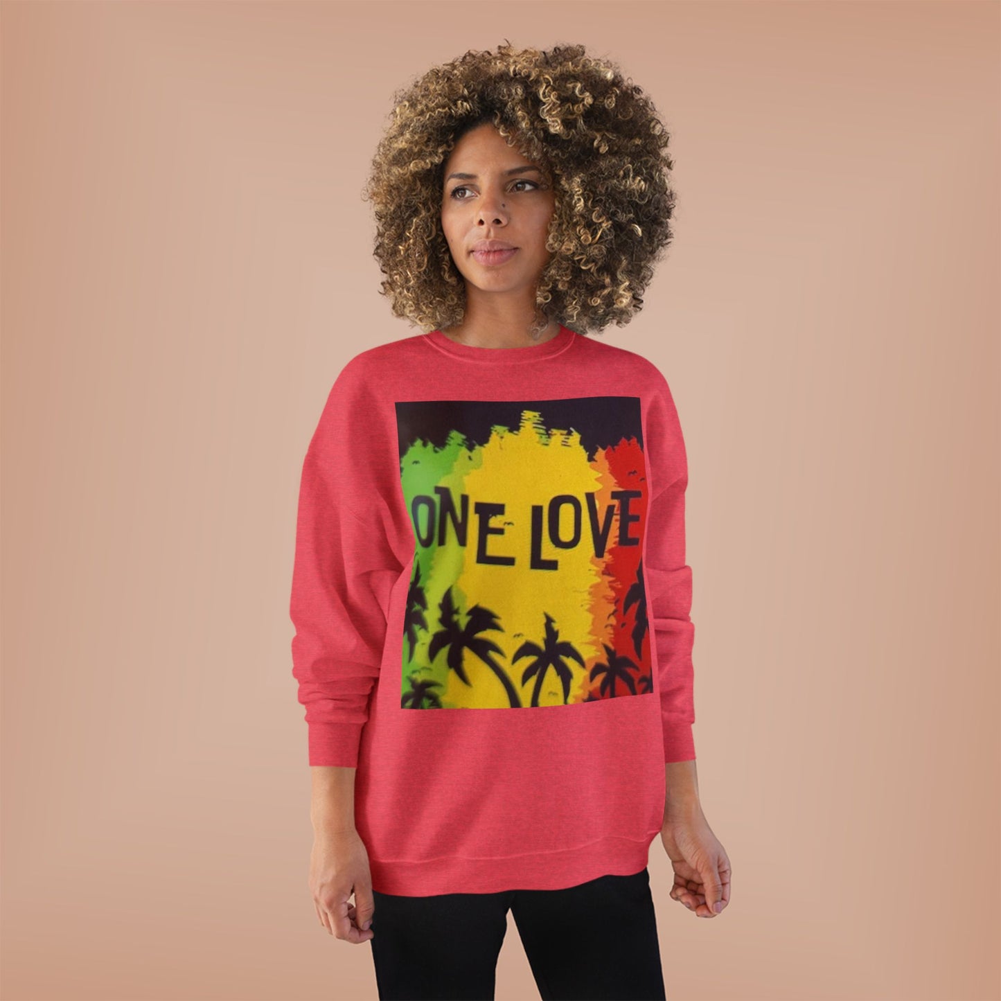 ONE LOVE Unisex Sweatshirt - Eco-Friendly Cozy Crewneck for Love and Unity