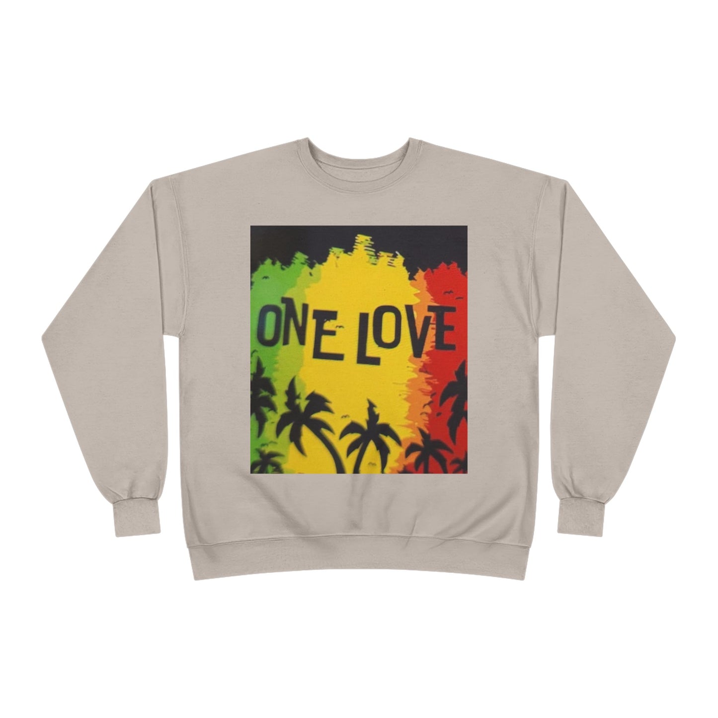 ONE LOVE Unisex Sweatshirt - Eco-Friendly Cozy Crewneck for Love and Unity