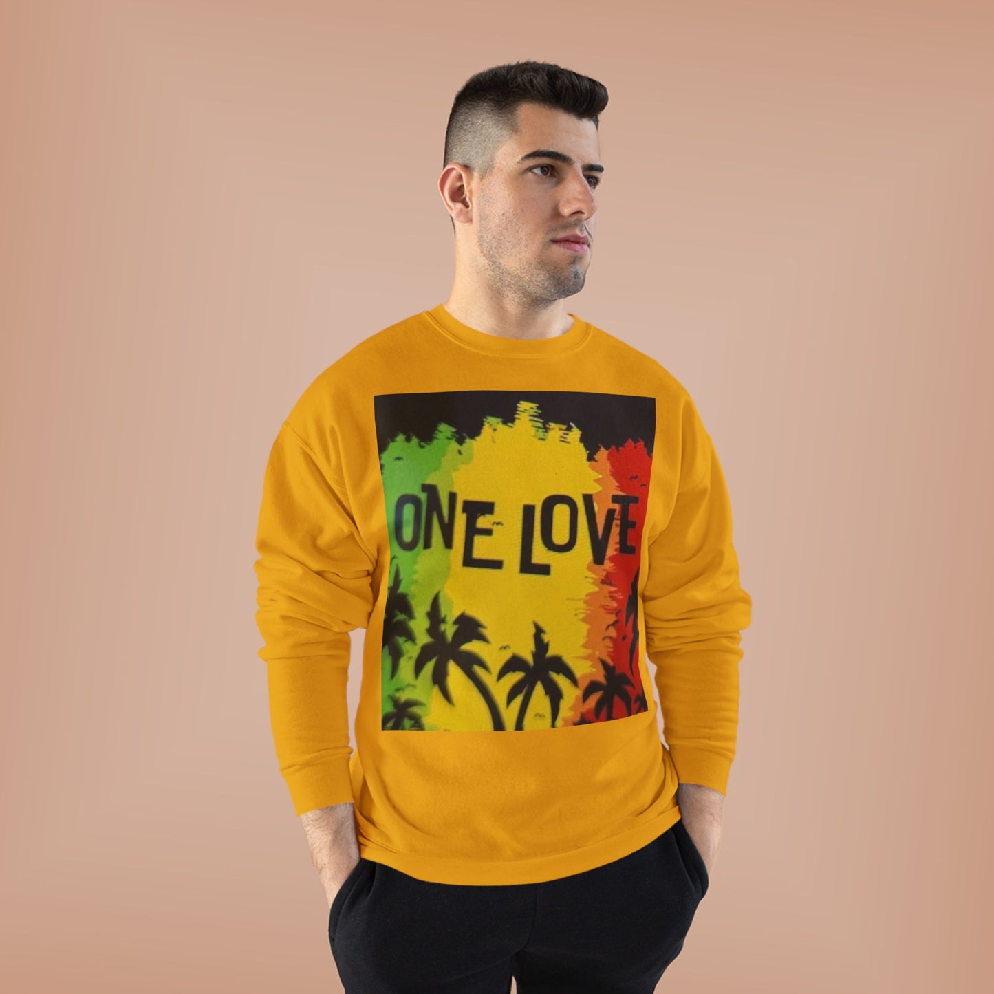 ONE LOVE Unisex Sweatshirt - Eco-Friendly Cozy Crewneck for Love and Unity