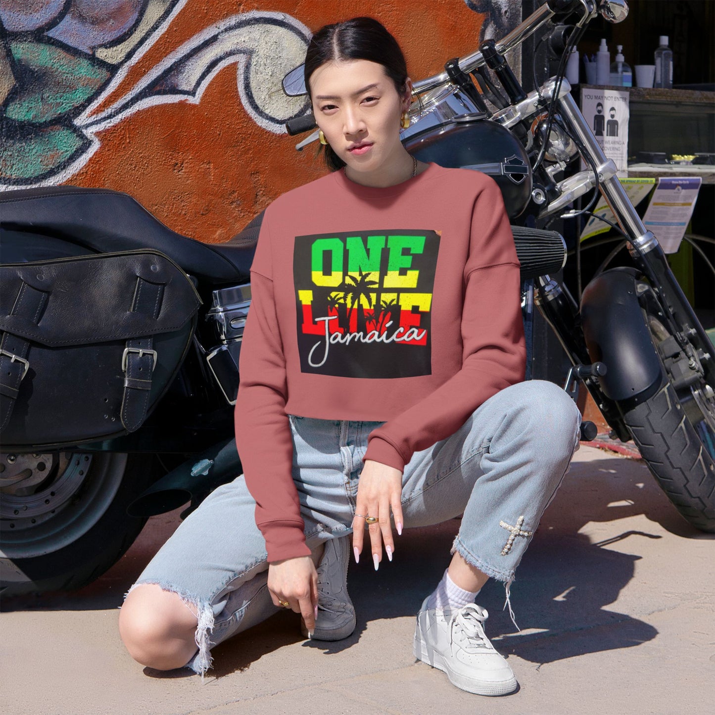 One Love Jamaica Cropped Sweatshirt - Cozy and Stylish Women's Apparel