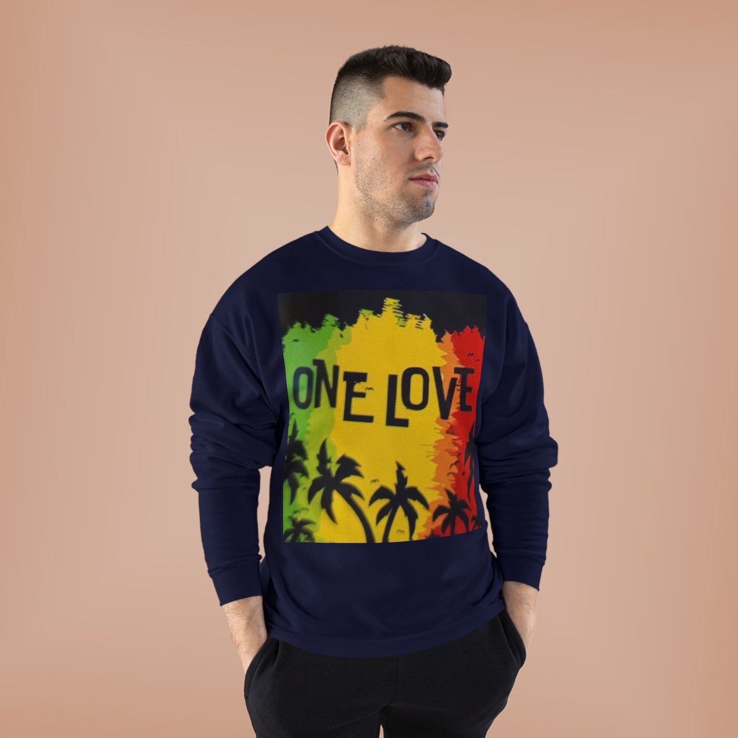 ONE LOVE Unisex Sweatshirt - Eco-Friendly Cozy Crewneck for Love and Unity