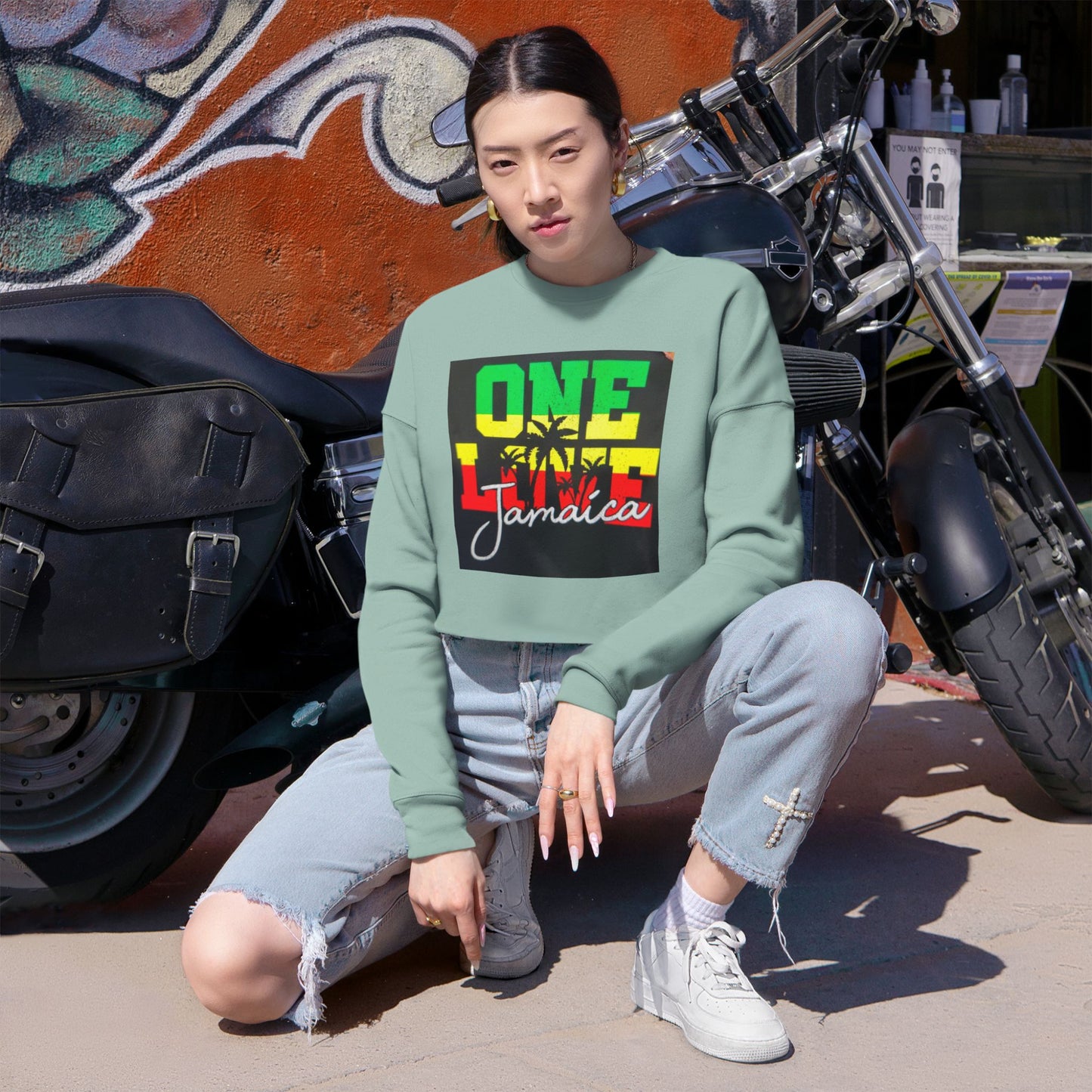 One Love Jamaica Cropped Sweatshirt - Cozy and Stylish Women's Apparel
