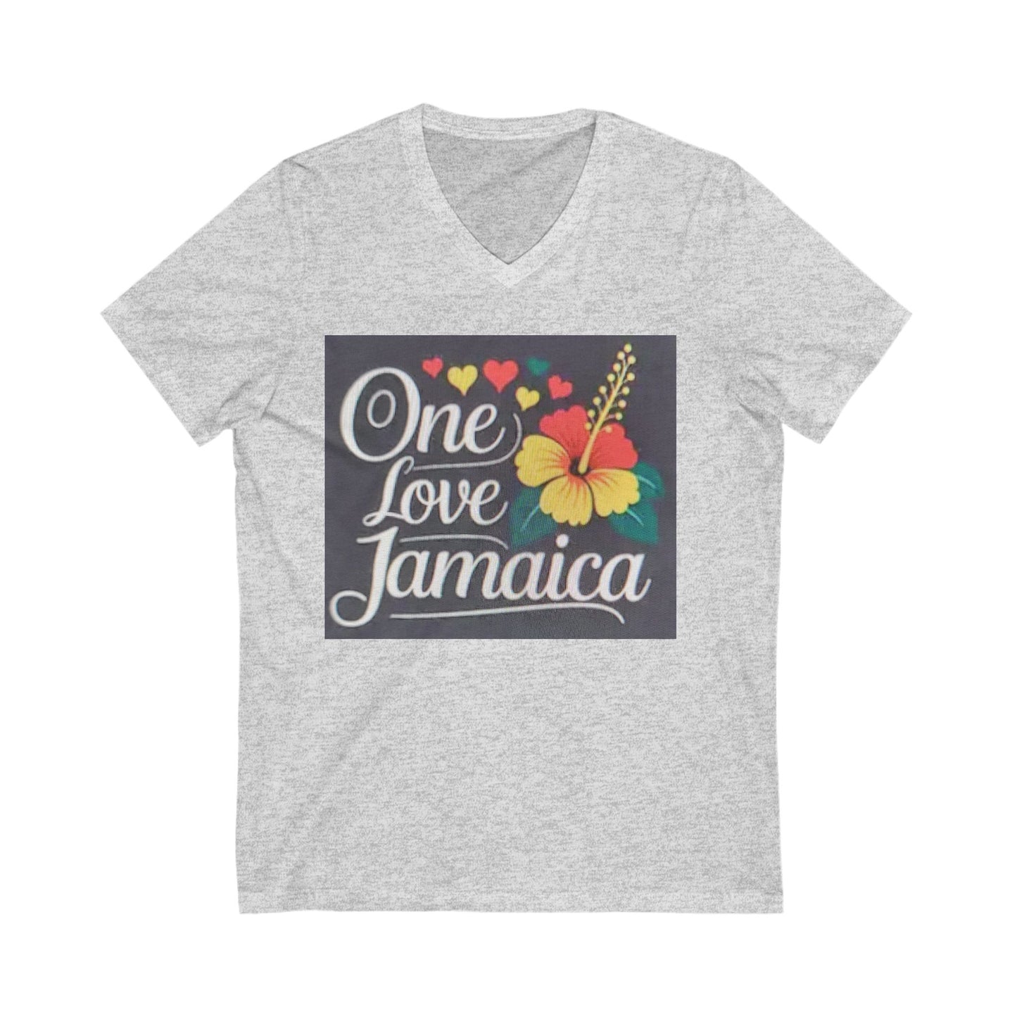 One Love Jamaica V-Neck Tee - Unisex Tropical Style for Island Vibes