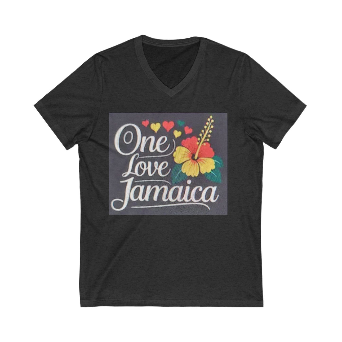 One Love Jamaica V-Neck Tee - Unisex Tropical Style for Island Vibes