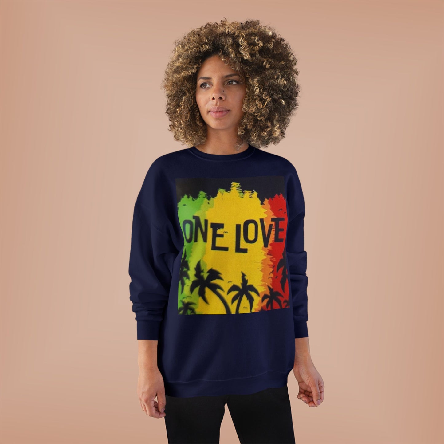 ONE LOVE Unisex Sweatshirt - Eco-Friendly Cozy Crewneck for Love and Unity