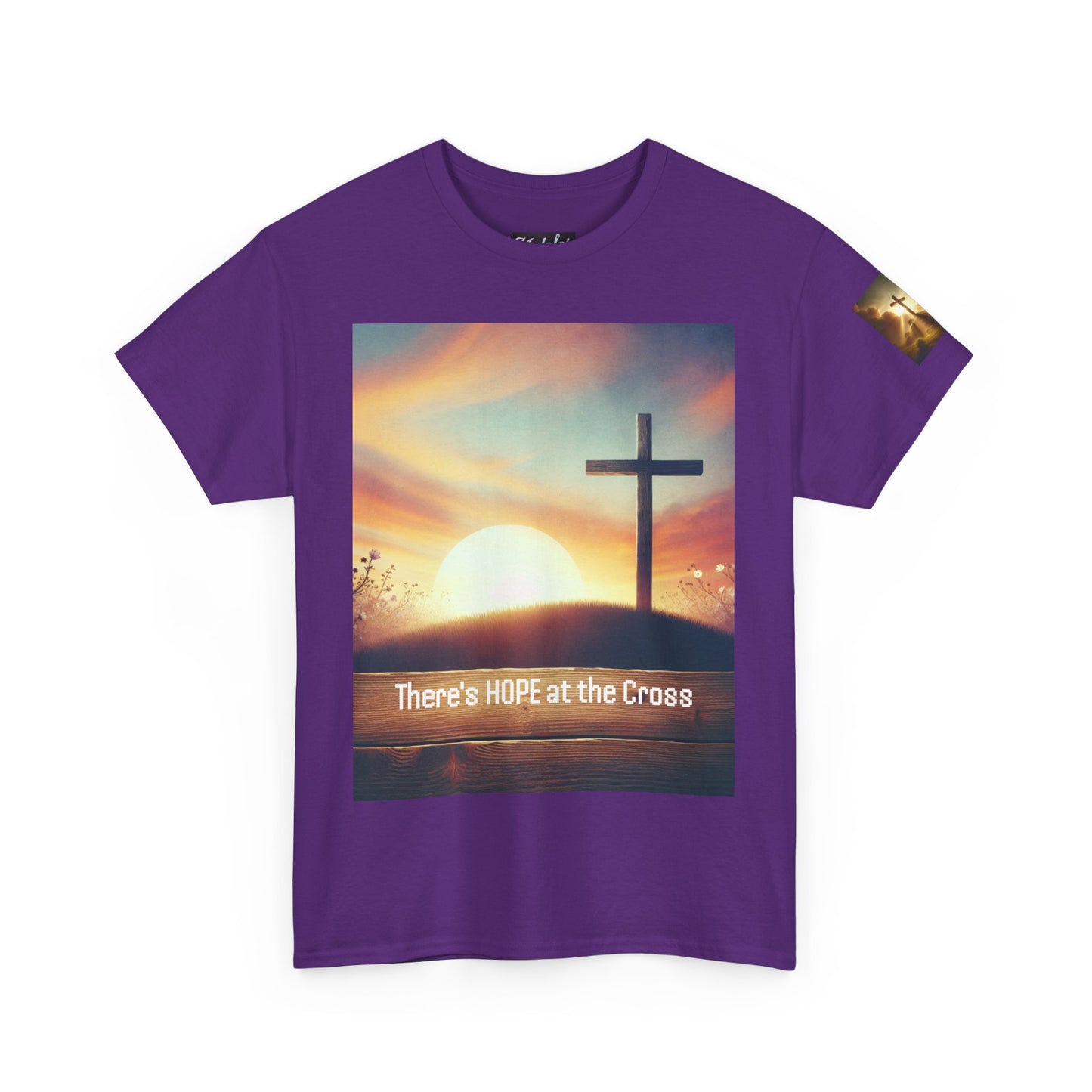 Sunset Hope Unisex Heavy Cotton Tee - Positive Inspirational Tshirt for Daily Wear, Church Gatherings, Casual Outings, Easter, Christmas -