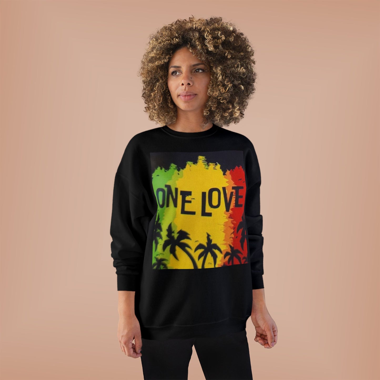 ONE LOVE Unisex Sweatshirt - Eco-Friendly Cozy Crewneck for Love and Unity