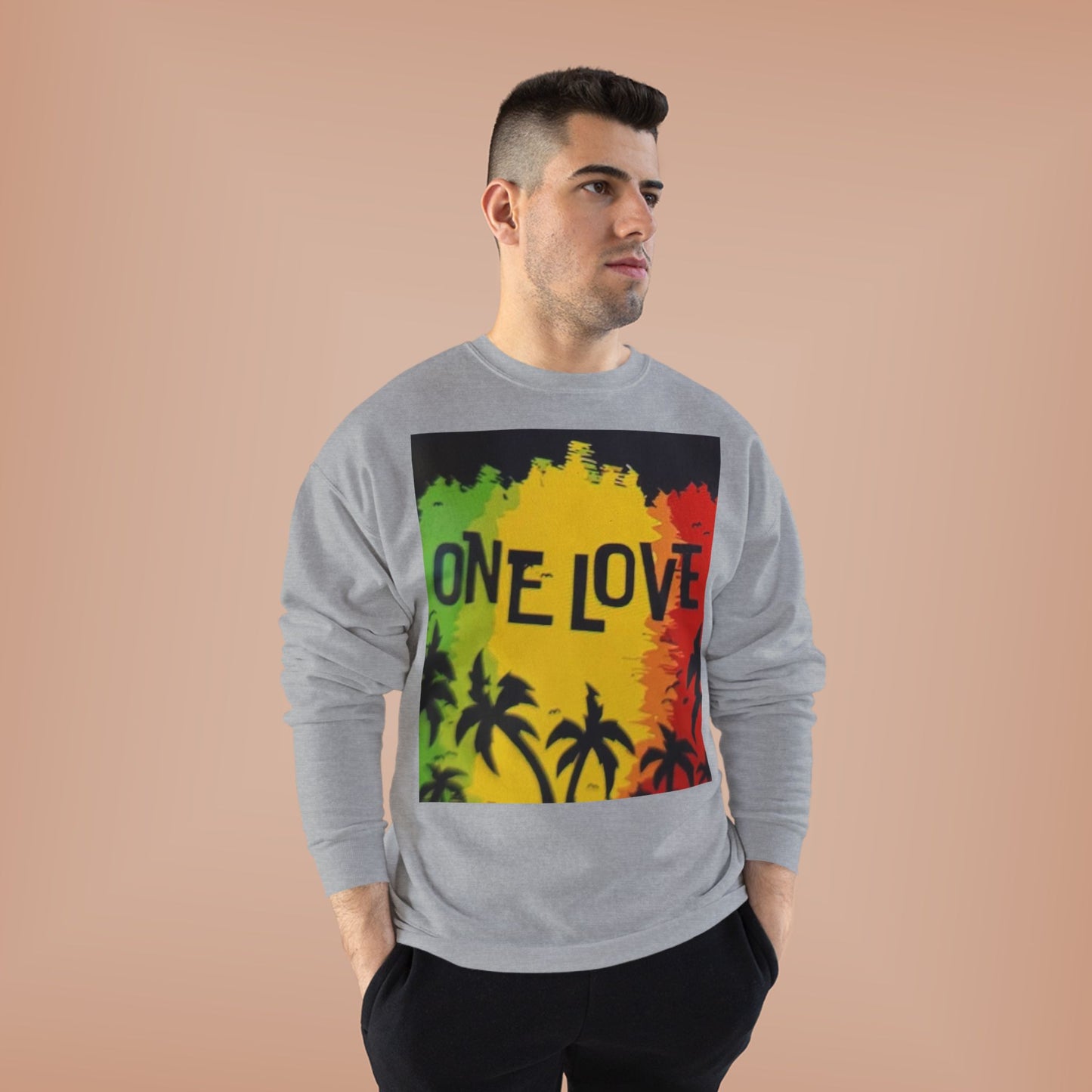 ONE LOVE Unisex Sweatshirt - Eco-Friendly Cozy Crewneck for Love and Unity