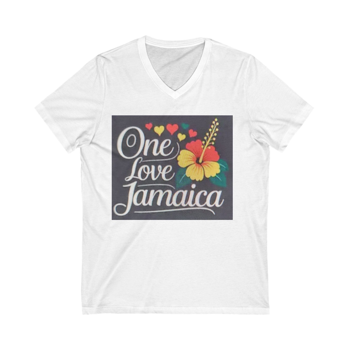 One Love Jamaica V-Neck Tee - Unisex Tropical Style for Island Vibes