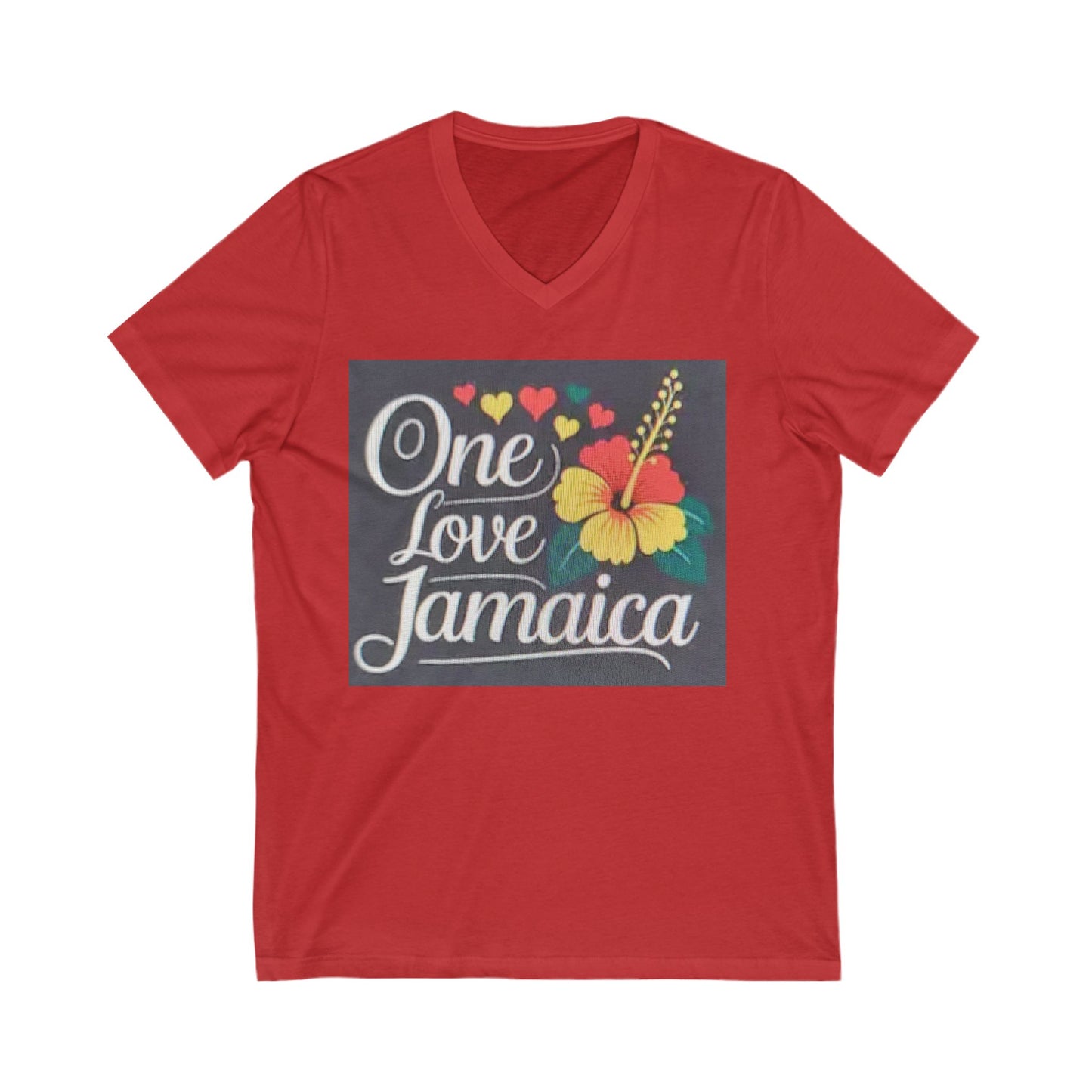One Love Jamaica V-Neck Tee - Unisex Tropical Style for Island Vibes