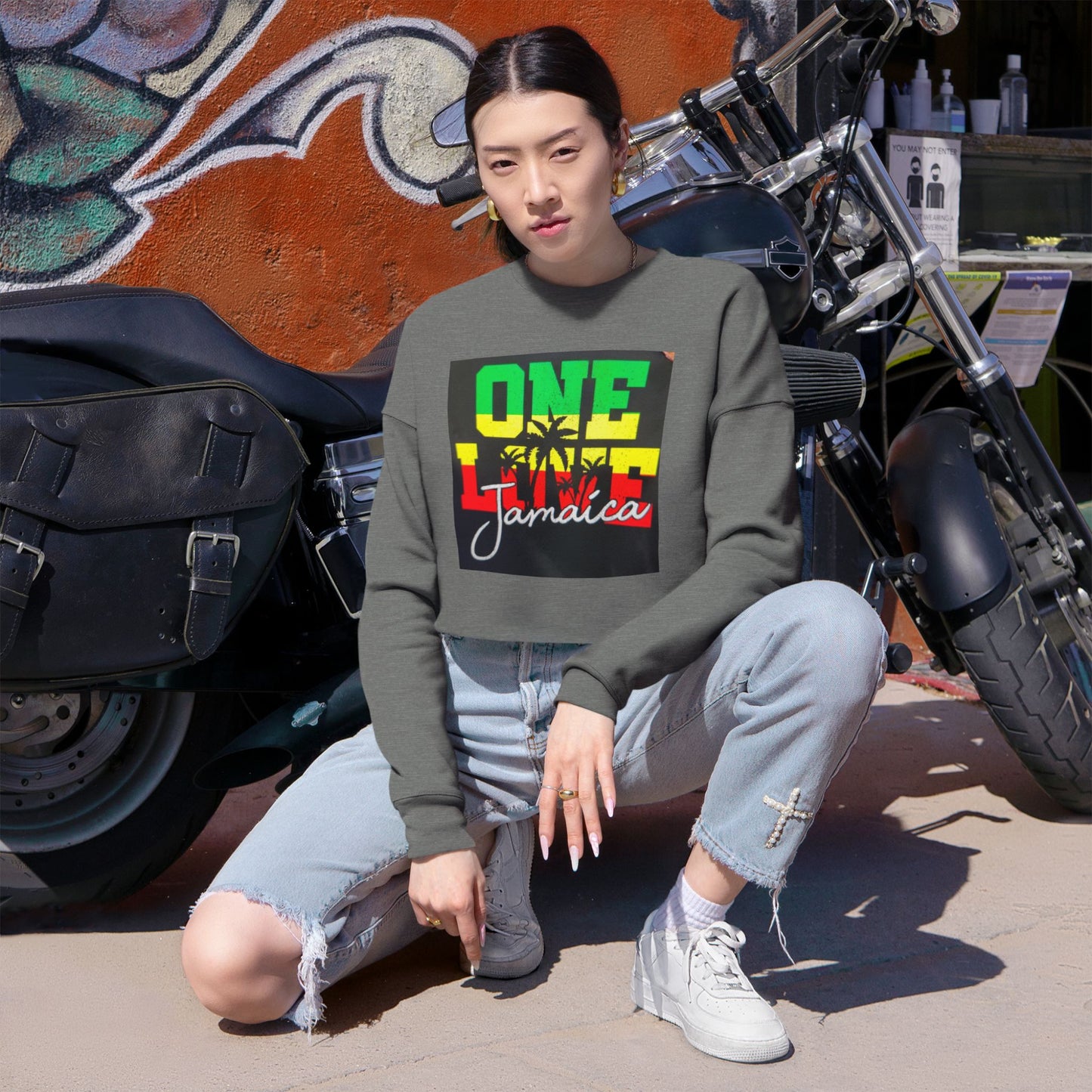 One Love Jamaica Cropped Sweatshirt - Cozy and Stylish Women's Apparel