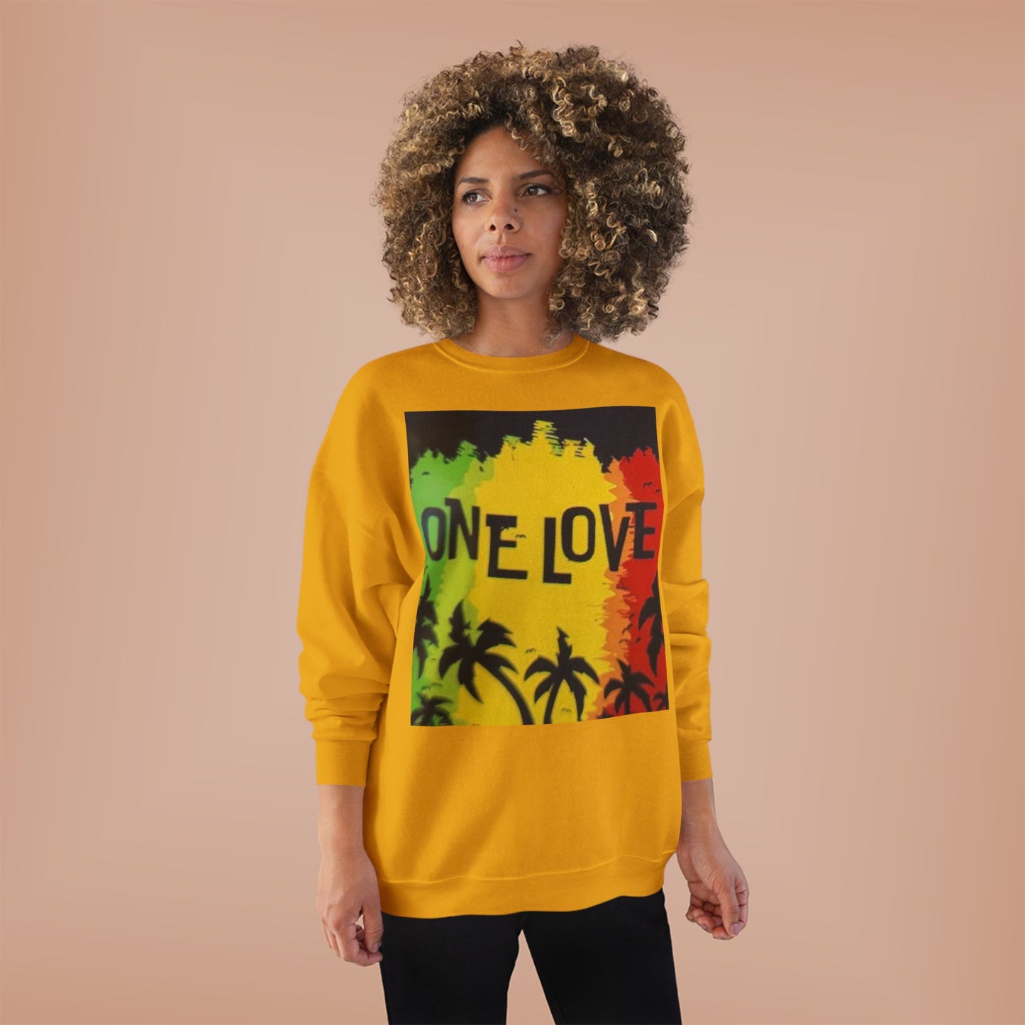 ONE LOVE Unisex Sweatshirt - Eco-Friendly Cozy Crewneck for Love and Unity