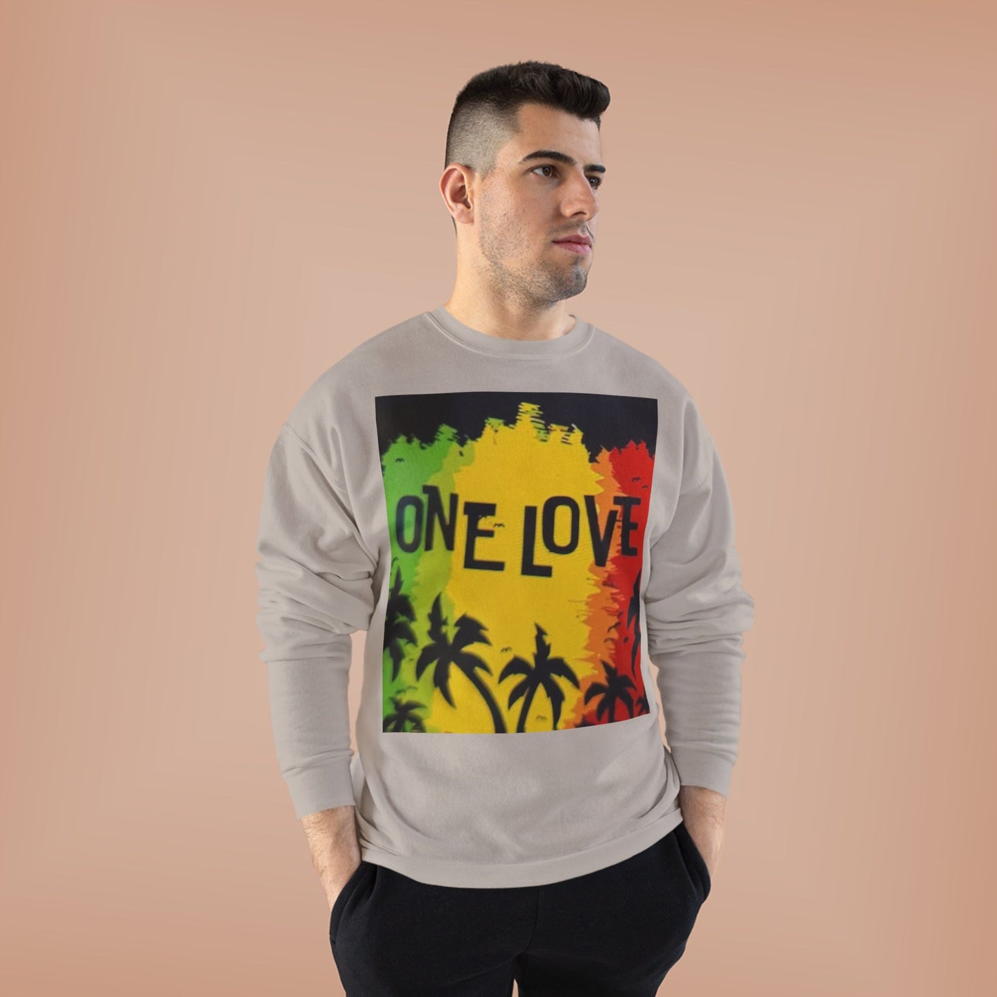 ONE LOVE Unisex Sweatshirt - Eco-Friendly Cozy Crewneck for Love and Unity