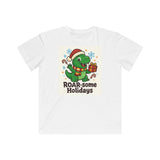 Roar-some Holidays Dinosaur Kids Tee | Christmas T-Rex with Present