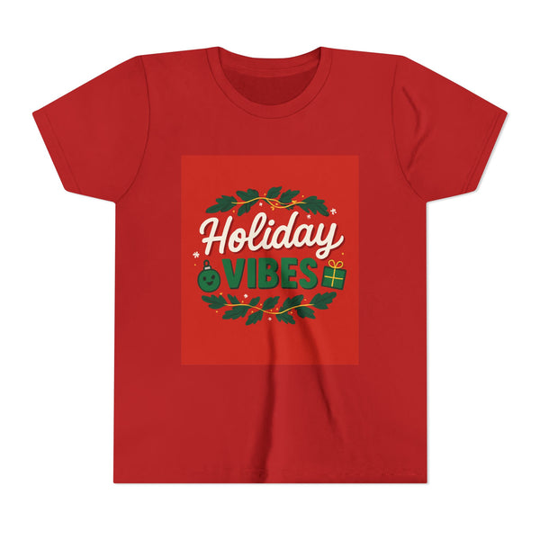 Holiday Vibes Youth Tee, Festive Seasonal Shirt for Kids