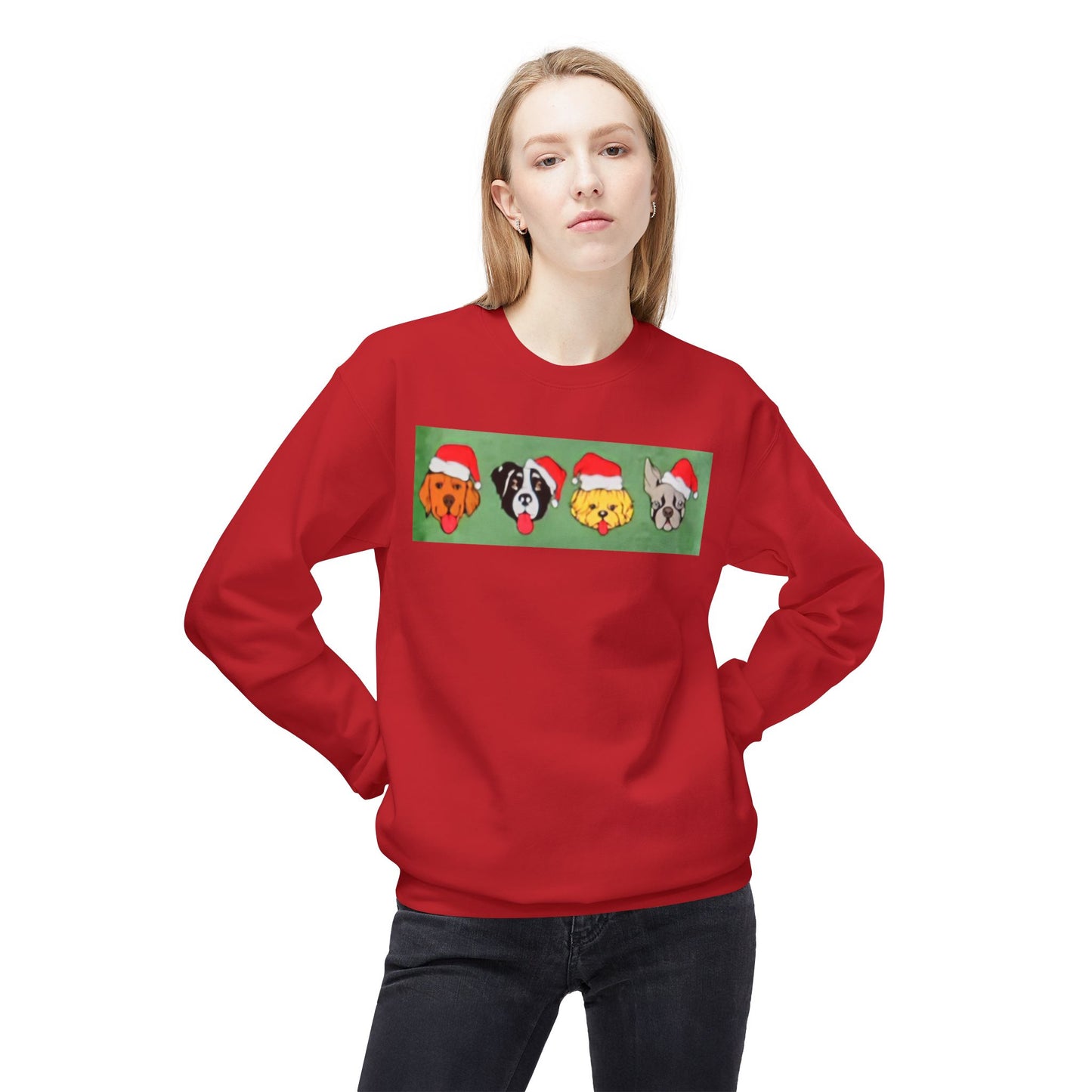 Holiday Festive Dog Design Crewneck Sweatshirt - Unisex Christmas Apparel