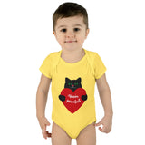 Baby Bodysuit – Black Cat Holding Heart “You’re Purrfect” Infant Onesie (Valentine’s/Newborn Gift)
