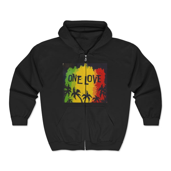 Rasta One Love Hoodie, Unisex Zip Sweatshirt, Festival Wear, Perfect Gift, Music Lovers Hoodie, Summer Vibes Apparel