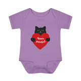 Baby Bodysuit – Black Cat Holding Heart “You’re Purrfect” Infant Onesie (Valentine’s/Newborn Gift)