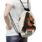 One Love Jamaica Drawstring Bag — Reggae Rasta Backpack with Dreadlocks Portrait