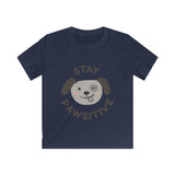 Kids Tee — "Stay Pawsitive" Cute Puppy Graphic