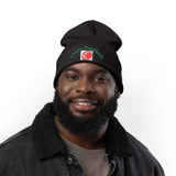 I Love Football Embroidered Knit Beanie — Football Fan Winter Hat