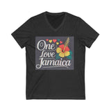One Love Jamaica V-Neck Tee - Unisex Tropical Style for Island Vibes
