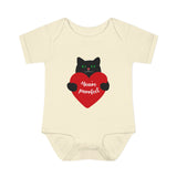 Baby Bodysuit – Black Cat Holding Heart “You’re Purrfect” Infant Onesie (Valentine’s/Newborn Gift)
