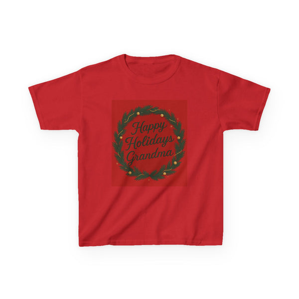 Kids Tee - "Happy Holidays Grandma" Christmas Wreath