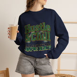 Hustle & Chill Crewneck Sweatshirt — Campus Streetwear Graphic Pullover