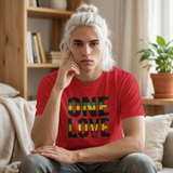 One Love T-Shirt — Bold Reggae Stripe Graphic Tee