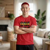 One Love T-Shirt — Bold Reggae Stripe Graphic Tee