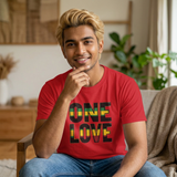One Love T-Shirt — Bold Reggae Stripe Graphic Tee