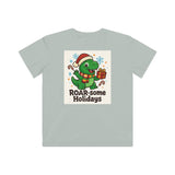 Roar-some Holidays Dinosaur Kids Tee | Christmas T-Rex with Present