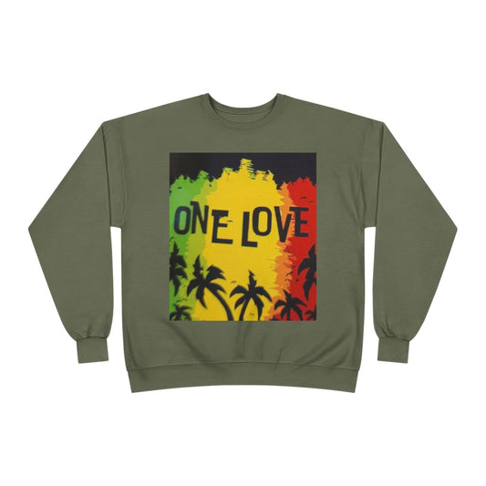 ONE LOVE Unisex Sweatshirt - Eco-Friendly Cozy Crewneck for Love and Unity