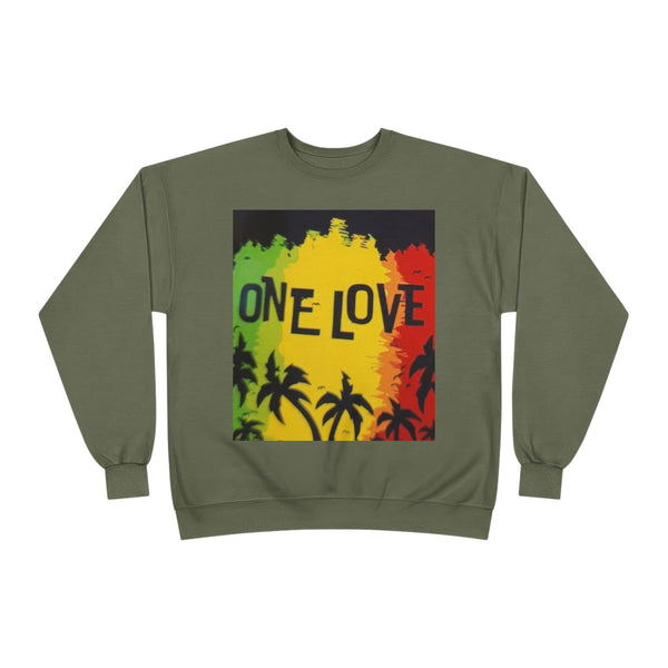 ONE LOVE Unisex Sweatshirt - Eco-Friendly Cozy Crewneck for Love and Unity