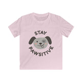 Kids Tee — "Stay Pawsitive" Cute Puppy Graphic