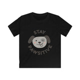 Kids Tee — "Stay Pawsitive" Cute Puppy Graphic