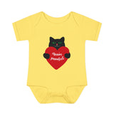 Baby Bodysuit – Black Cat Holding Heart “You’re Purrfect” Infant Onesie (Valentine’s/Newborn Gift)