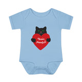 Baby Bodysuit – Black Cat Holding Heart “You’re Purrfect” Infant Onesie (Valentine’s/Newborn Gift)