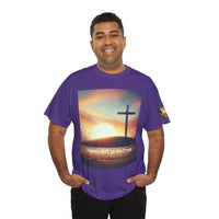 Sunset Hope Unisex Heavy Cotton Tee - Positive Inspirational Tshirt for Daily Wear, Church Gatherings, Casual Outings, Easter, Christmas -