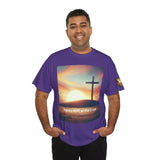 Sunset Hope Unisex Heavy Cotton Tee - Positive Inspirational Tshirt for Daily Wear, Church Gatherings, Casual Outings, Easter, Christmas -