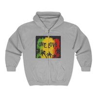 Rasta One Love Hoodie, Unisex Zip Sweatshirt, Festival Wear, Perfect Gift, Music Lovers Hoodie, Summer Vibes Apparel