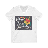 One Love Jamaica V-Neck Tee - Unisex Tropical Style for Island Vibes