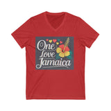 One Love Jamaica V-Neck Tee - Unisex Tropical Style for Island Vibes