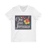 One Love Jamaica V-Neck Tee - Unisex Tropical Style for Island Vibes