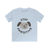 Kids Tee — "Stay Pawsitive" Cute Puppy Graphic