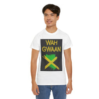 Jamaican Pride Tee - WAH GWAAN, Unisex Heavy Cotton Tee, Caribbean Culture Shirt, Festival Apparel, Gift for Him/Her, Summer Wear