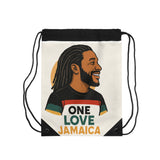 One Love Jamaica Drawstring Bag — Reggae Rasta Backpack with Dreadlocks Portrait