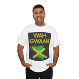 Jamaican Pride Tee - WAH GWAAN, Unisex Heavy Cotton Tee, Caribbean Culture Shirt, Festival Apparel, Gift for Him/Her, Summer Wear